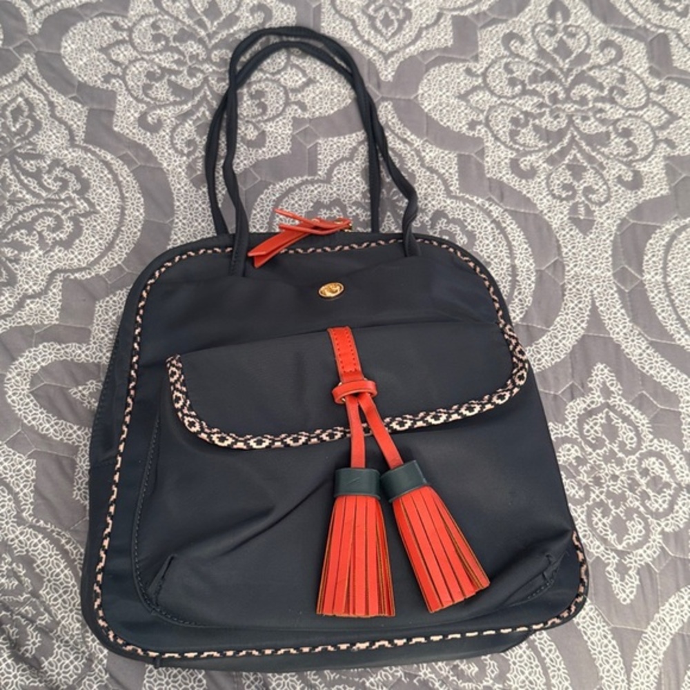 Spartina 449 Armada Dark Navy and Orange Convertible Purse Backpack Ret $136